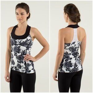 Lululemon Luon Scoop Neck Racerback Tank Black & White Floral